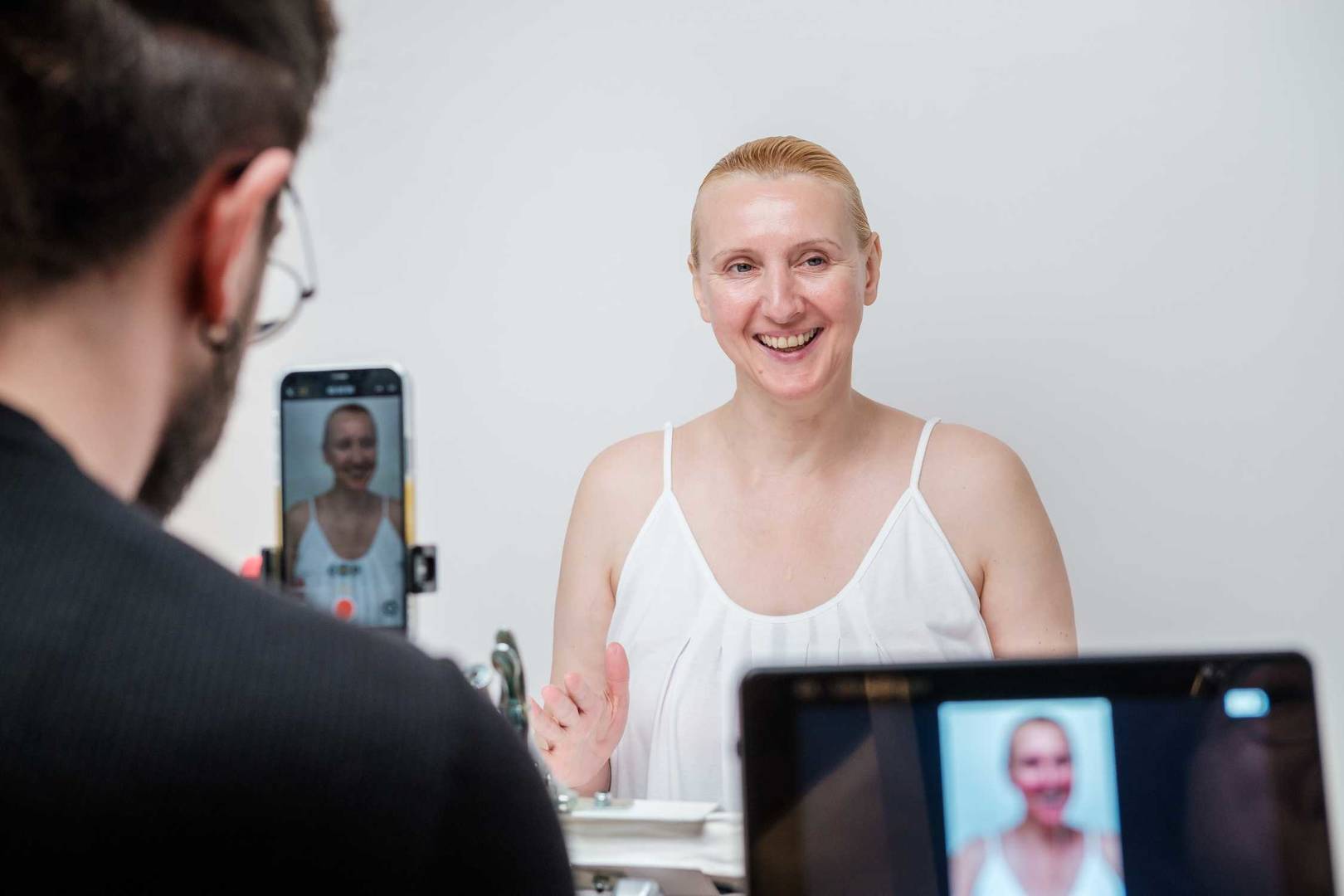 Clinical testing participant giving their testimonial