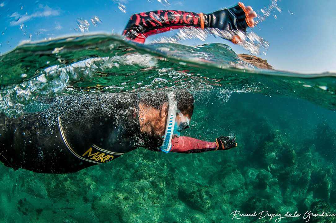 Rémi Camus on one of his epic swims to raise awareness of the global need for clean water.